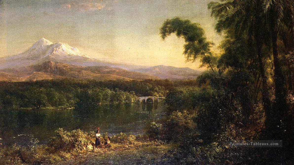 Figures dans un paysage équatorien Fleuve Hudson Frederic Edwin Church Peintures à l'huile
